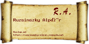 Ruzsinszky Alpár névjegykártya